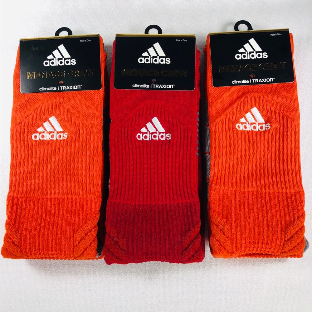 3 Pair Adidas TraxionMenaceBasketball  Crew Socks